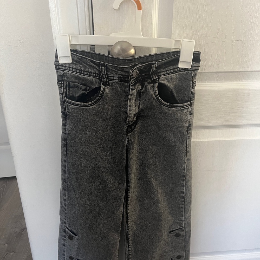 Washed Black/Charcoal Slim Jeans with Tag Detail
